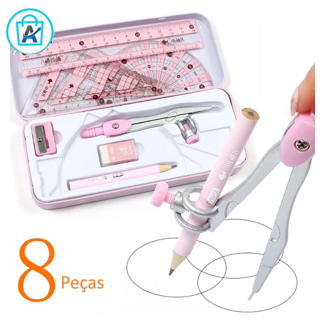 Estojo escolar - Kit De Geometria Matemática De 8 Peças para estudantes