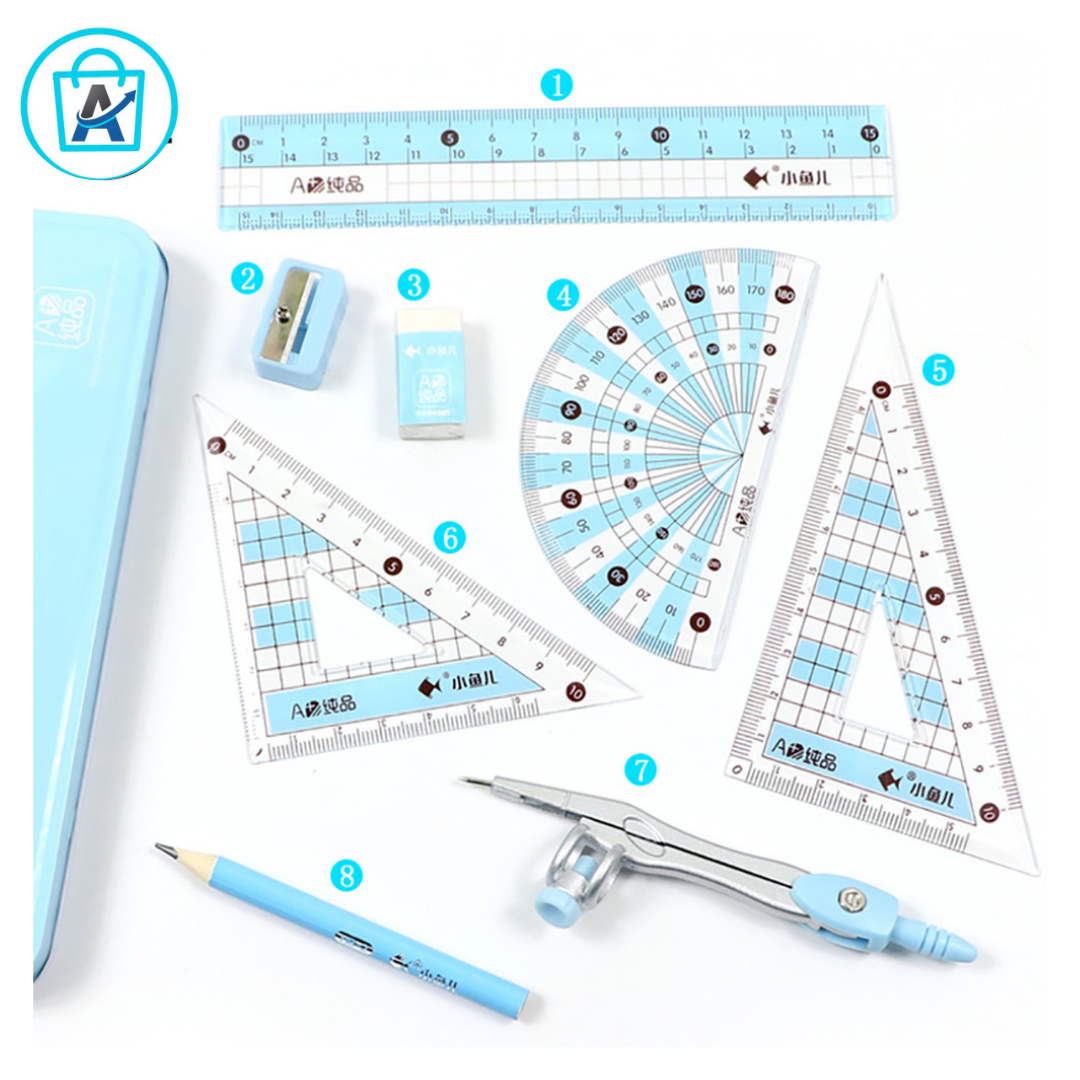 Estojo escolar - Kit De Geometria Matemática De 8 Peças para estudantes