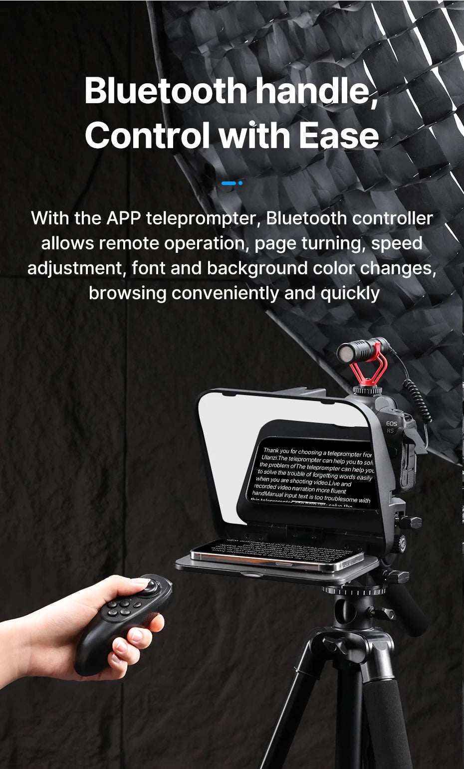 Ulanzi RT02 Teleprompter Sem Montagem Para Celular Tablet E Câmera Com Controle Bluetooth