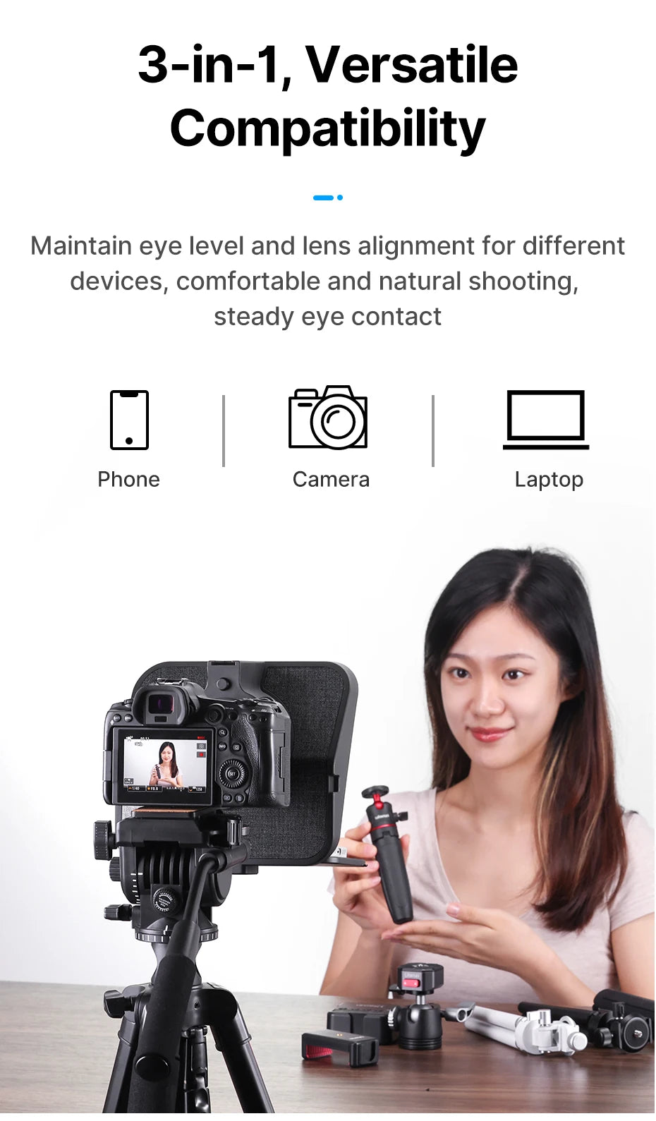 Ulanzi RT02 Teleprompter Sem Montagem Para Celular Tablet E Câmera Com Controle Bluetooth