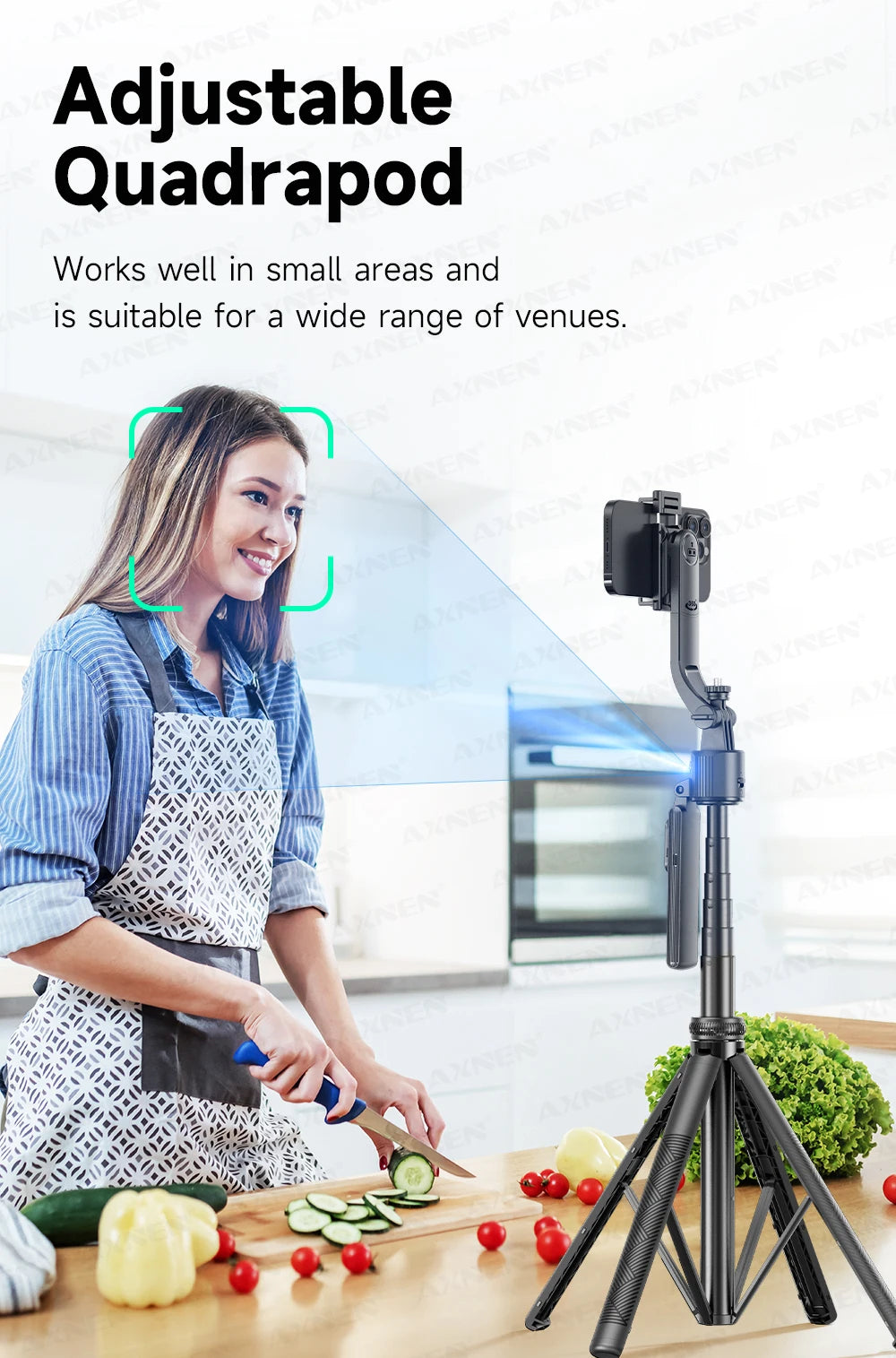 📱 AXNEN C17 Selfie Stick com Rastreamento Facial Inteligente