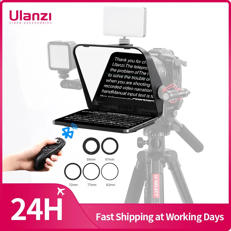 Ulanzi RT02 Teleprompter Sem Montagem Para Celular Tablet E Câmera Com Controle Bluetooth