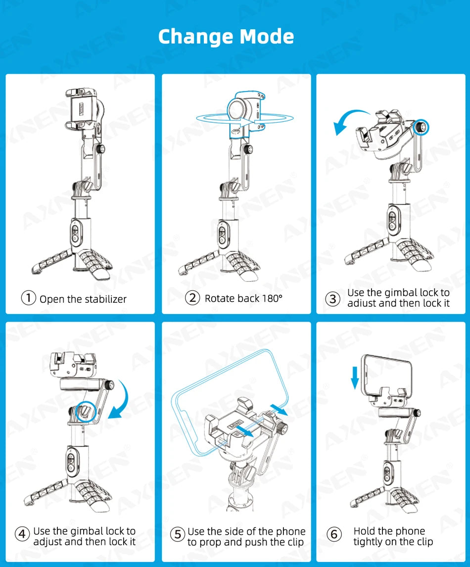 Gimbal Estabilizador Tripe 360° Panoramic Shot Com Led Q18
