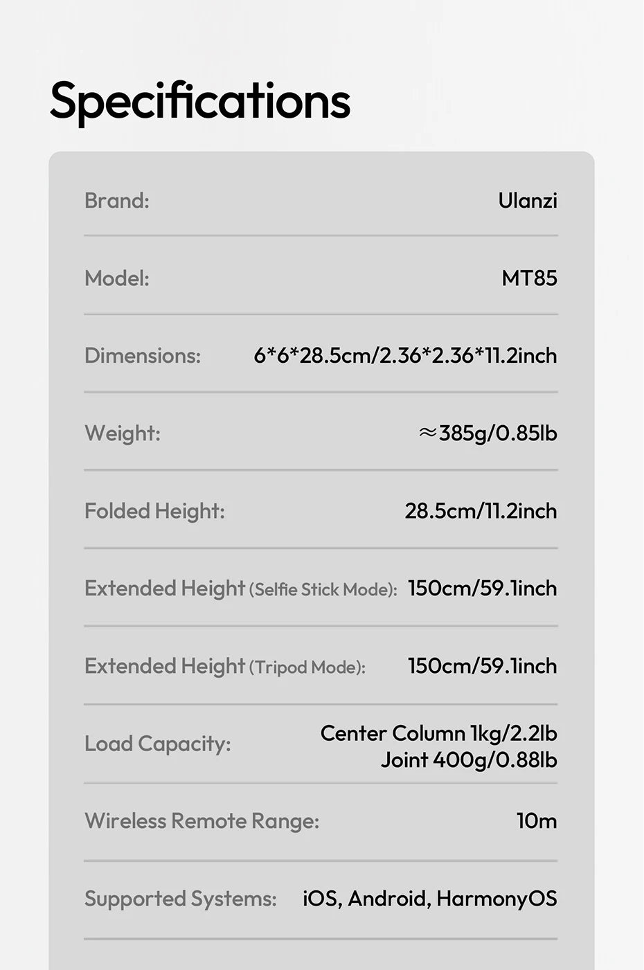 📱 Ulanzi MT-85 Tripé Automático com MagSafe e Controle Remoto