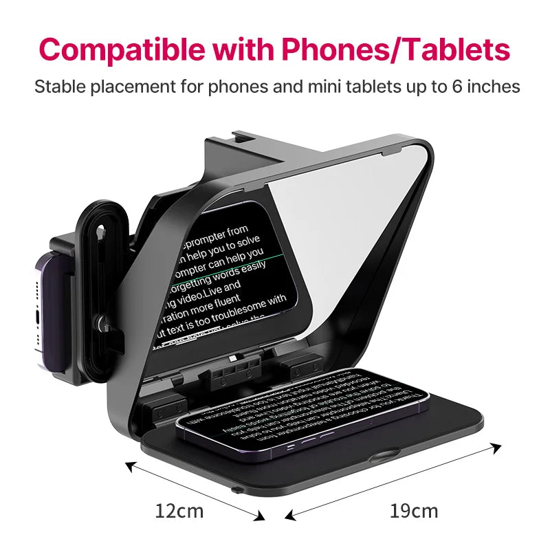 Ulanzi RT02 Teleprompter Sem Montagem Para Celular Tablet E Câmera Com Controle Bluetooth