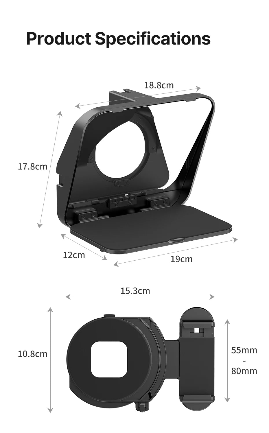 Ulanzi RT02 Teleprompter Sem Montagem Para Celular Tablet E Câmera Com Controle Bluetooth