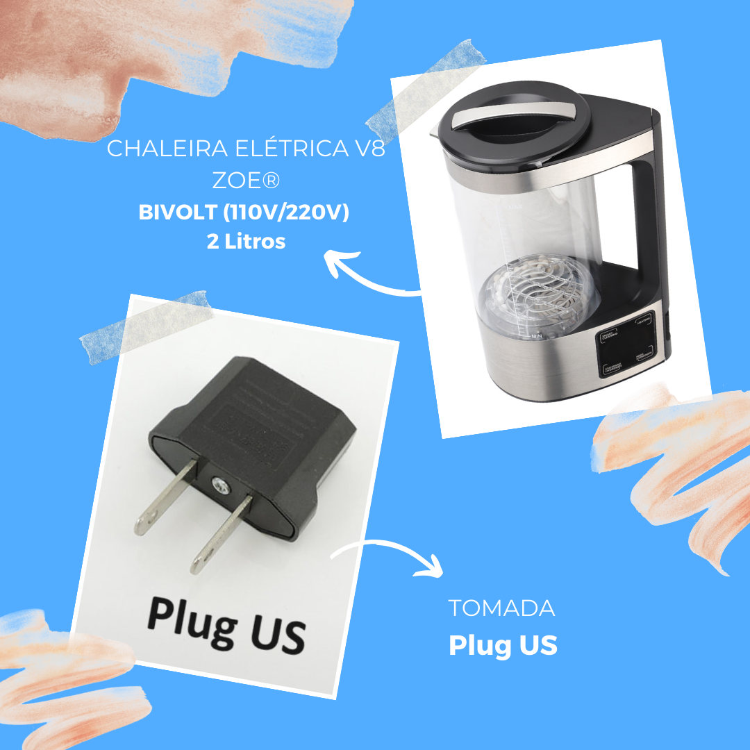 Chaleira Elétrica V8 ZOE® Rica em Hidrogênio - BIVOLT (110V/220V) 2 Litros