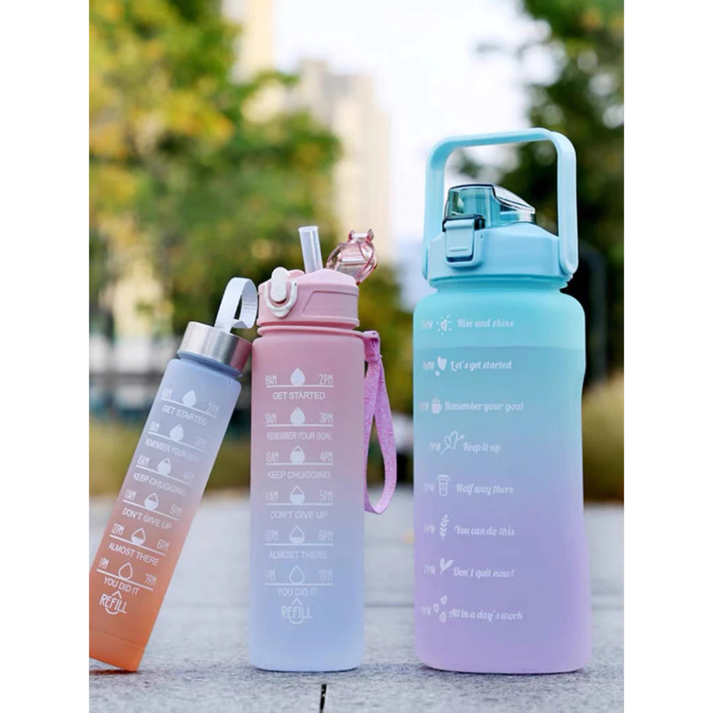 KIT 3 GARRAFAS Motivacionais (2000ml de Água com Adesivos 3D Motivacional)