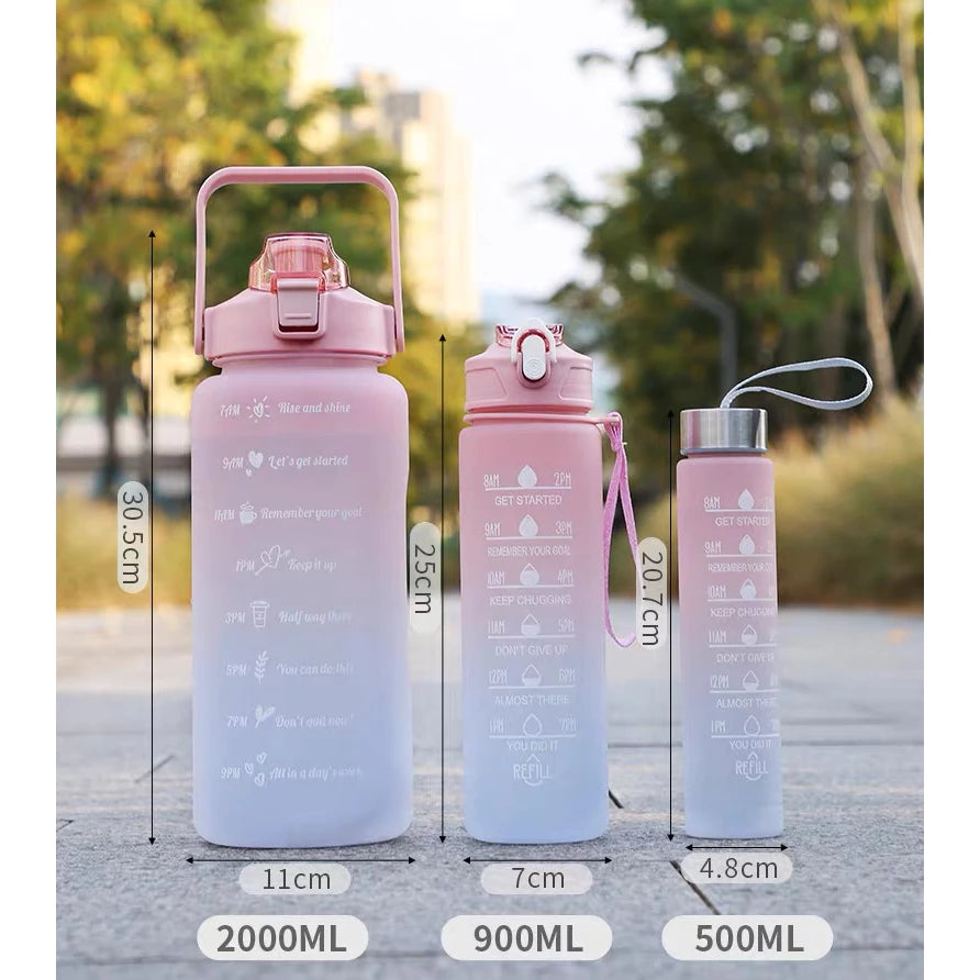 KIT 3 GARRAFAS Motivacionais (2000ml de Água com Adesivos 3D Motivacional)