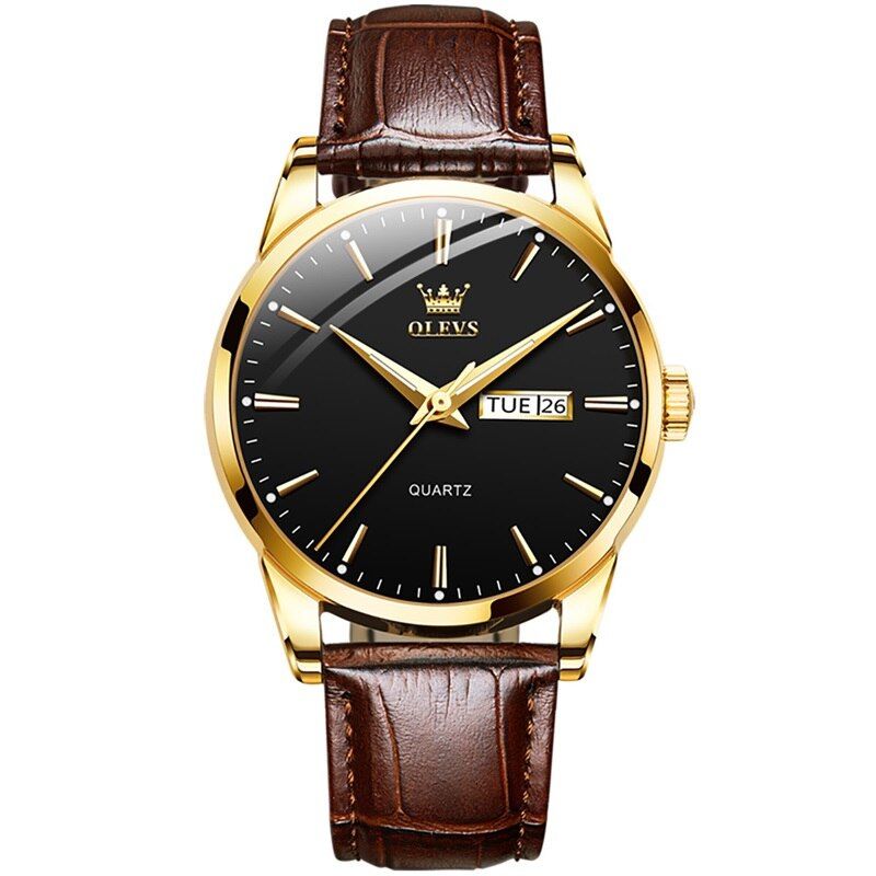 Relógio Masculino de Luxo Original OLEVS com Pulseira de Couro