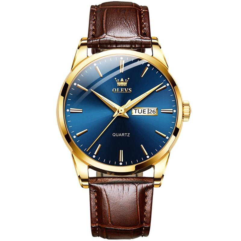 Relógio Masculino de Luxo Original OLEVS com Pulseira de Couro