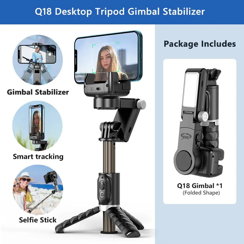 Gimbal Estabilizador Tripe 360° Panoramic Shot Com Led Q18