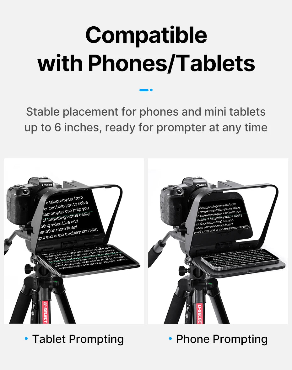 Ulanzi RT02 Teleprompter Sem Montagem Para Celular Tablet E Câmera Com Controle Bluetooth