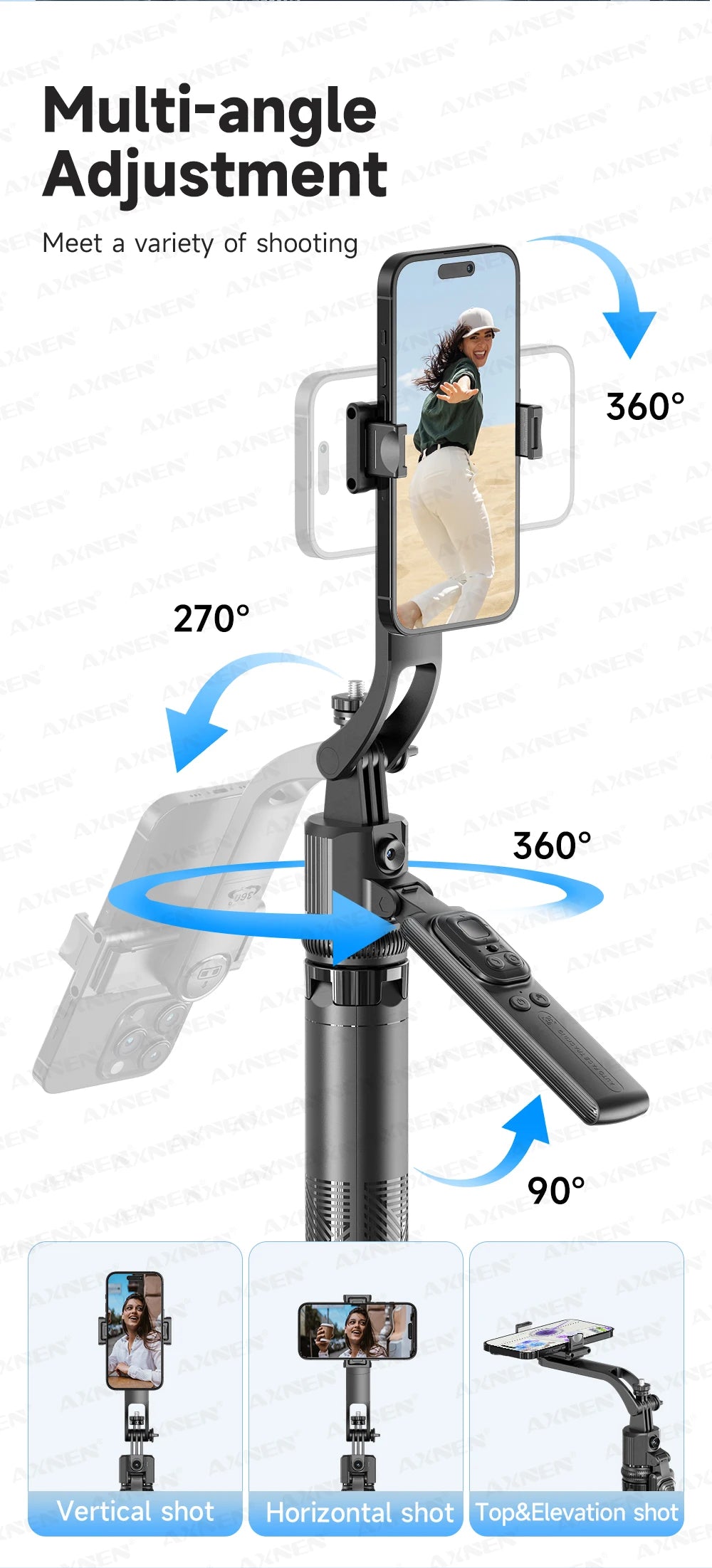 📱 AXNEN C17 Selfie Stick com Rastreamento Facial Inteligente