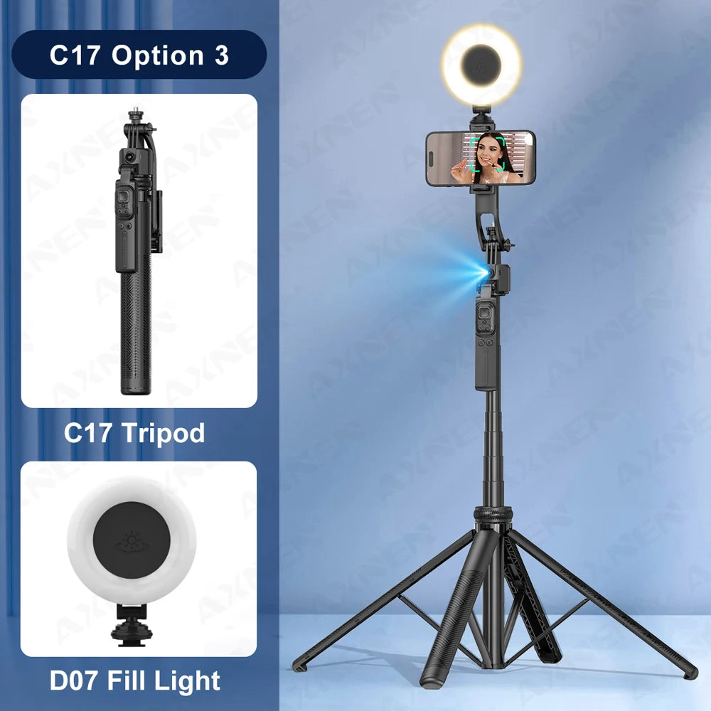📱 AXNEN C17 Selfie Stick com Rastreamento Facial Inteligente
