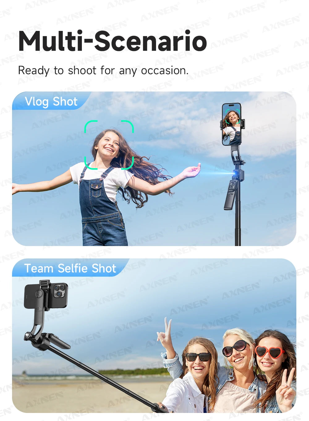 📱 AXNEN C17 Selfie Stick com Rastreamento Facial Inteligente