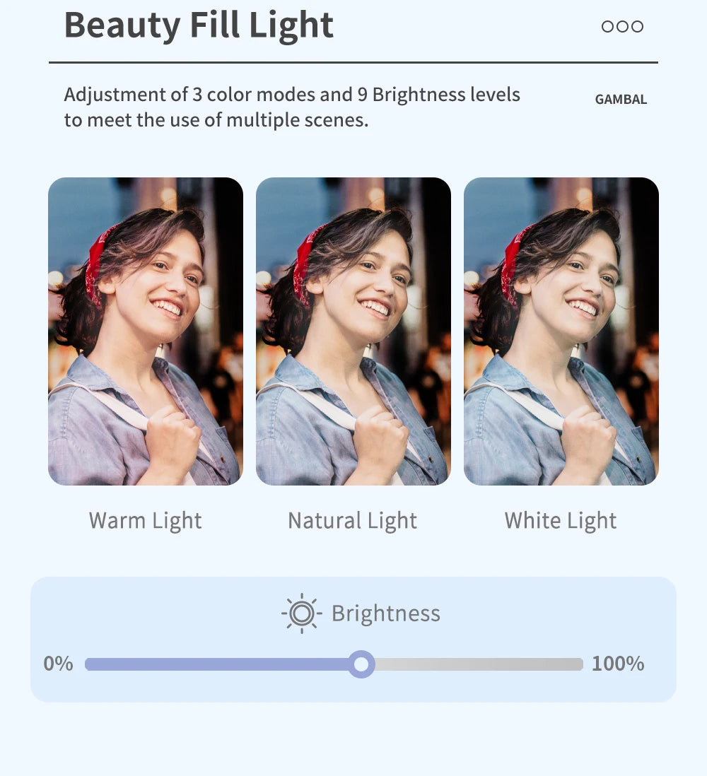 Gimbal Estabilizador Tripe 360° Panoramic Shot Com Led Q18
