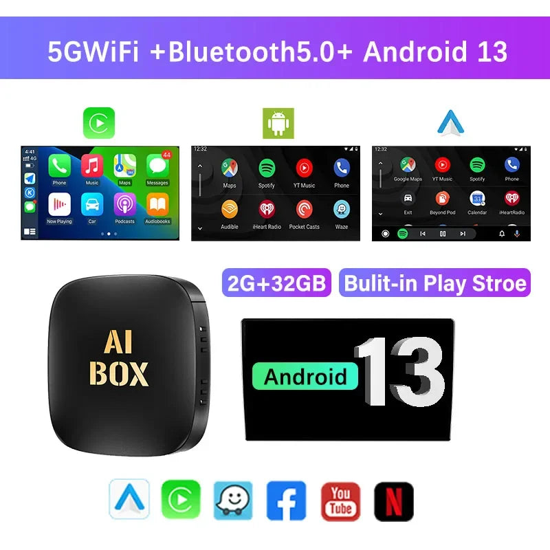 Streaming AI Box Android CarPlay Sem Fio