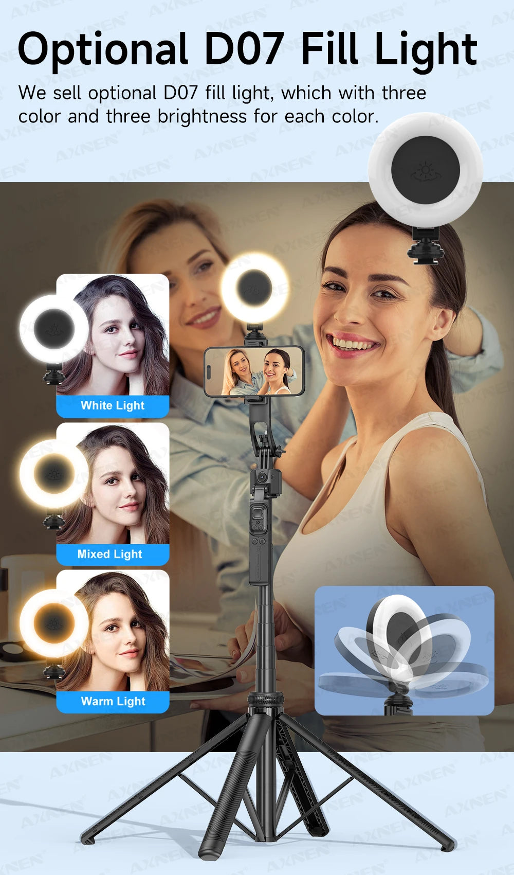 📱 AXNEN C17 Selfie Stick com Rastreamento Facial Inteligente
