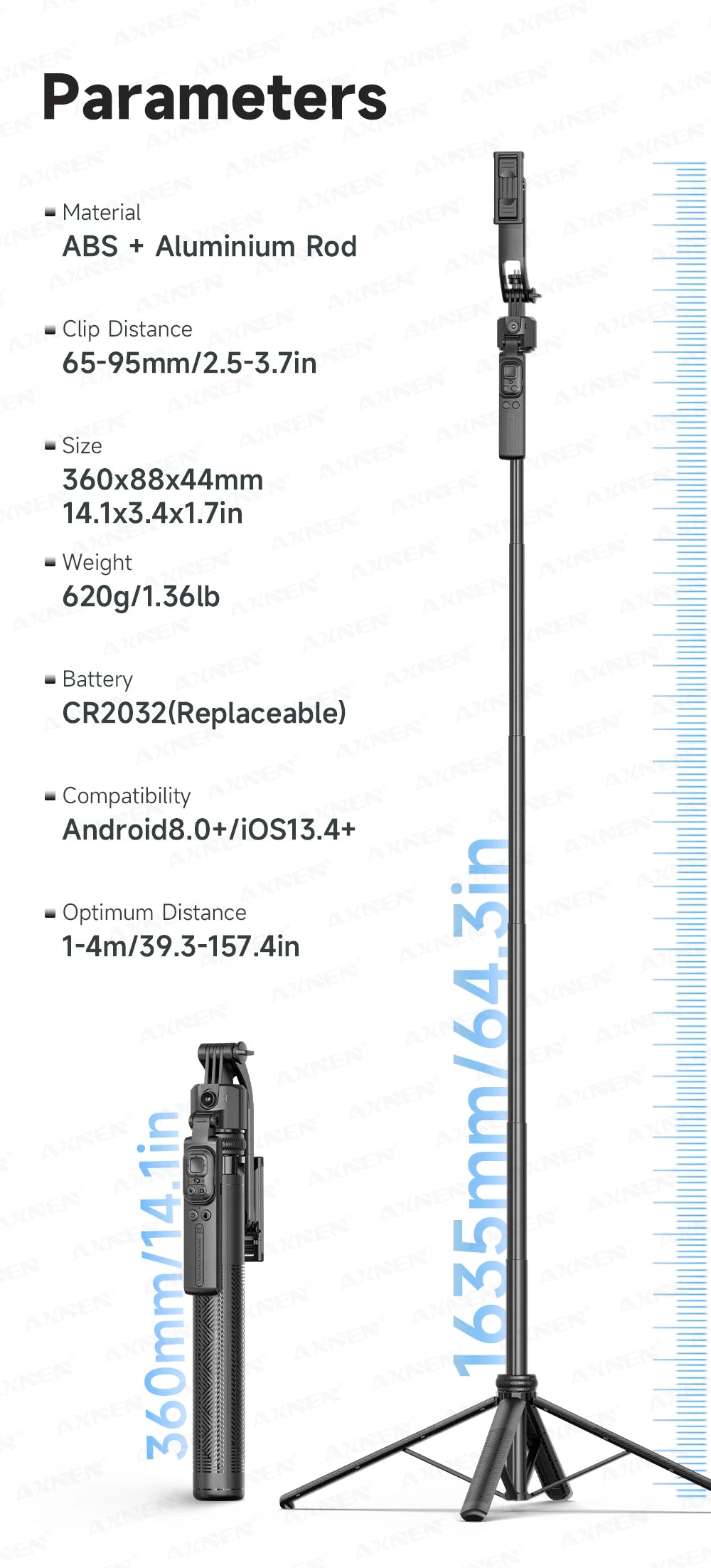 📱 AXNEN C17 Selfie Stick com Rastreamento Facial Inteligente