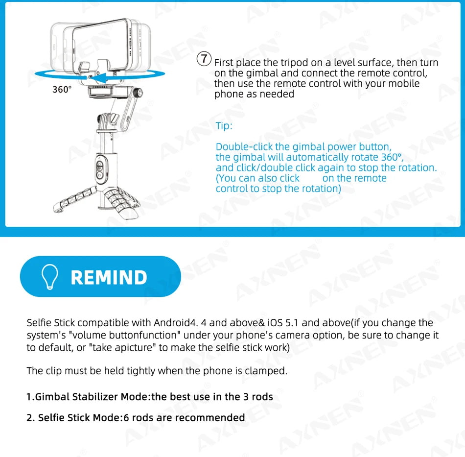 Gimbal Estabilizador Tripe 360° Panoramic Shot Com Led Q18
