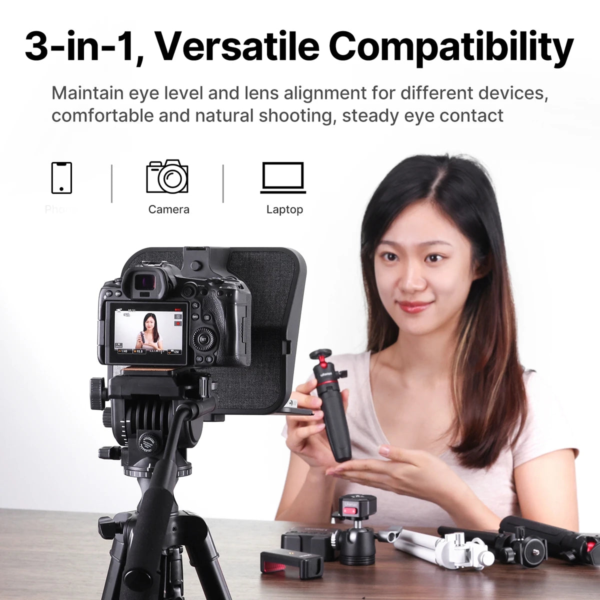 Ulanzi RT02 Teleprompter Sem Montagem Para Celular Tablet E Câmera Com Controle Bluetooth