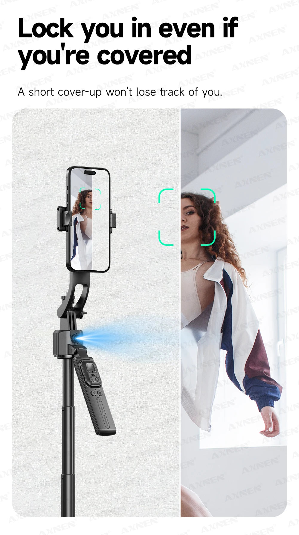 📱 AXNEN C17 Selfie Stick com Rastreamento Facial Inteligente