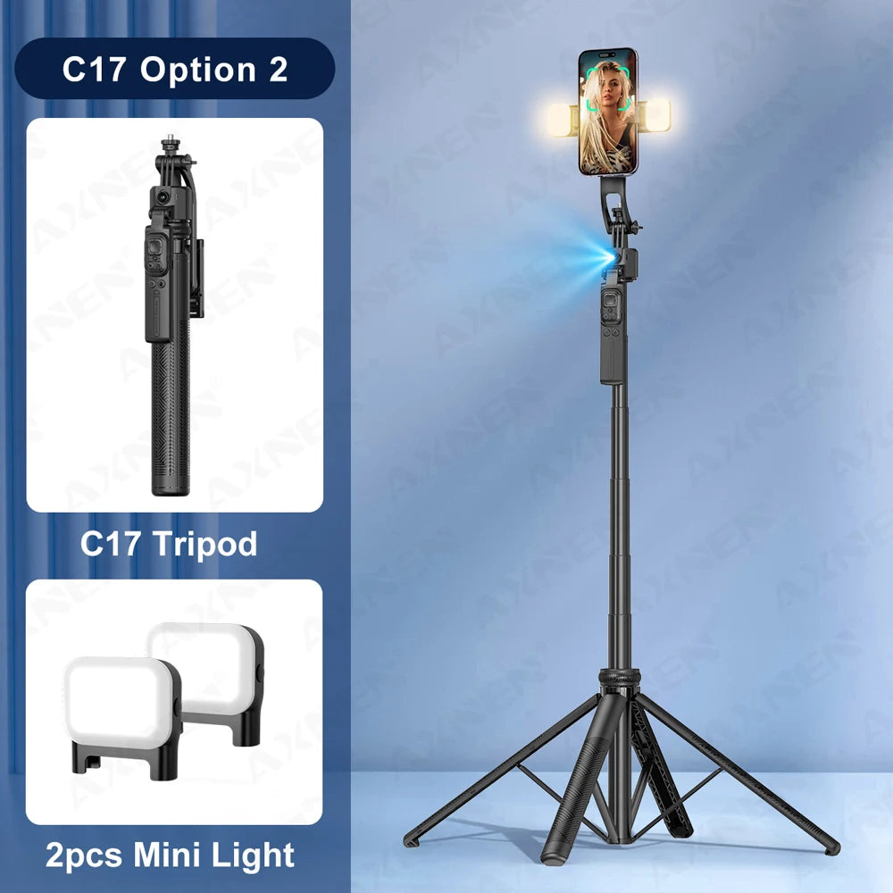 📱 AXNEN C17 Selfie Stick com Rastreamento Facial Inteligente