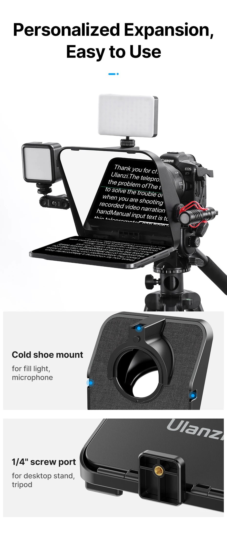 Ulanzi RT02 Teleprompter Sem Montagem Para Celular Tablet E Câmera Com Controle Bluetooth