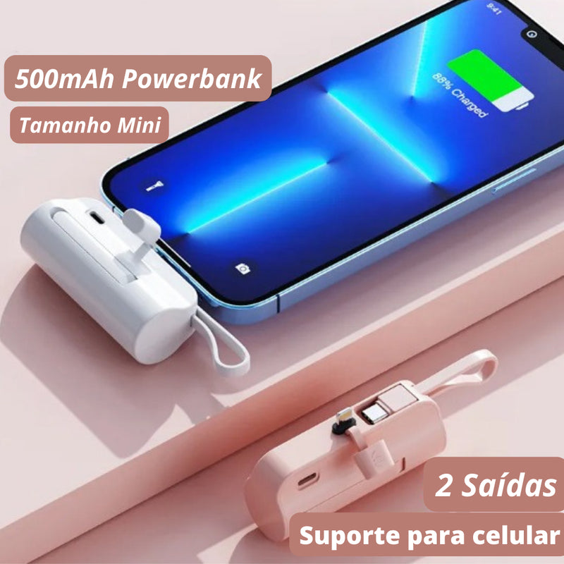 Mini Carregador Portátil Potente para Celular - Power Bank (Iphone e Entrada Tipo C)