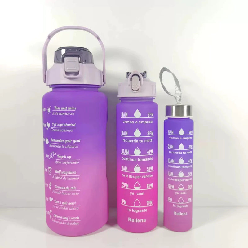 KIT 3 GARRAFAS Motivacionais (2000ml de Água com Adesivos 3D Motivacional)