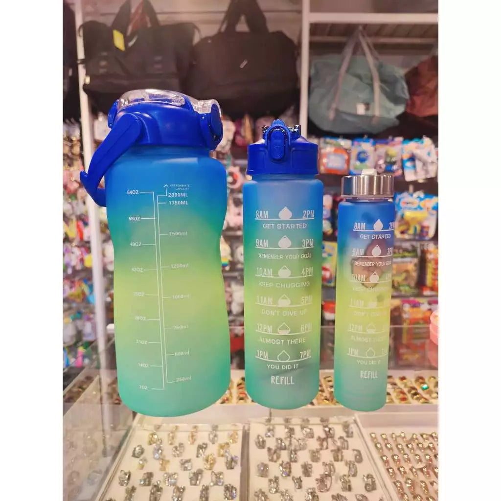 KIT 3 GARRAFAS Motivacionais (2000ml de Água com Adesivos 3D Motivacional)